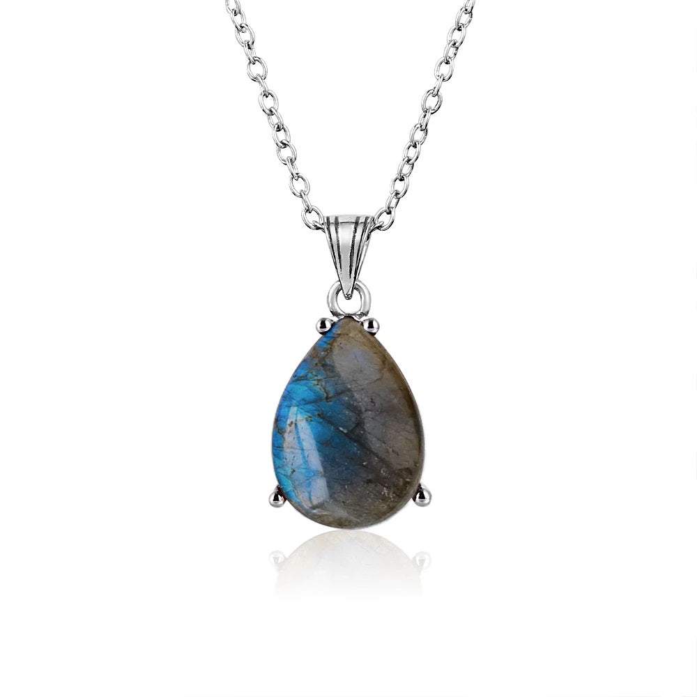 Labradorite Pear Pendant Necklace - Nordic Silver