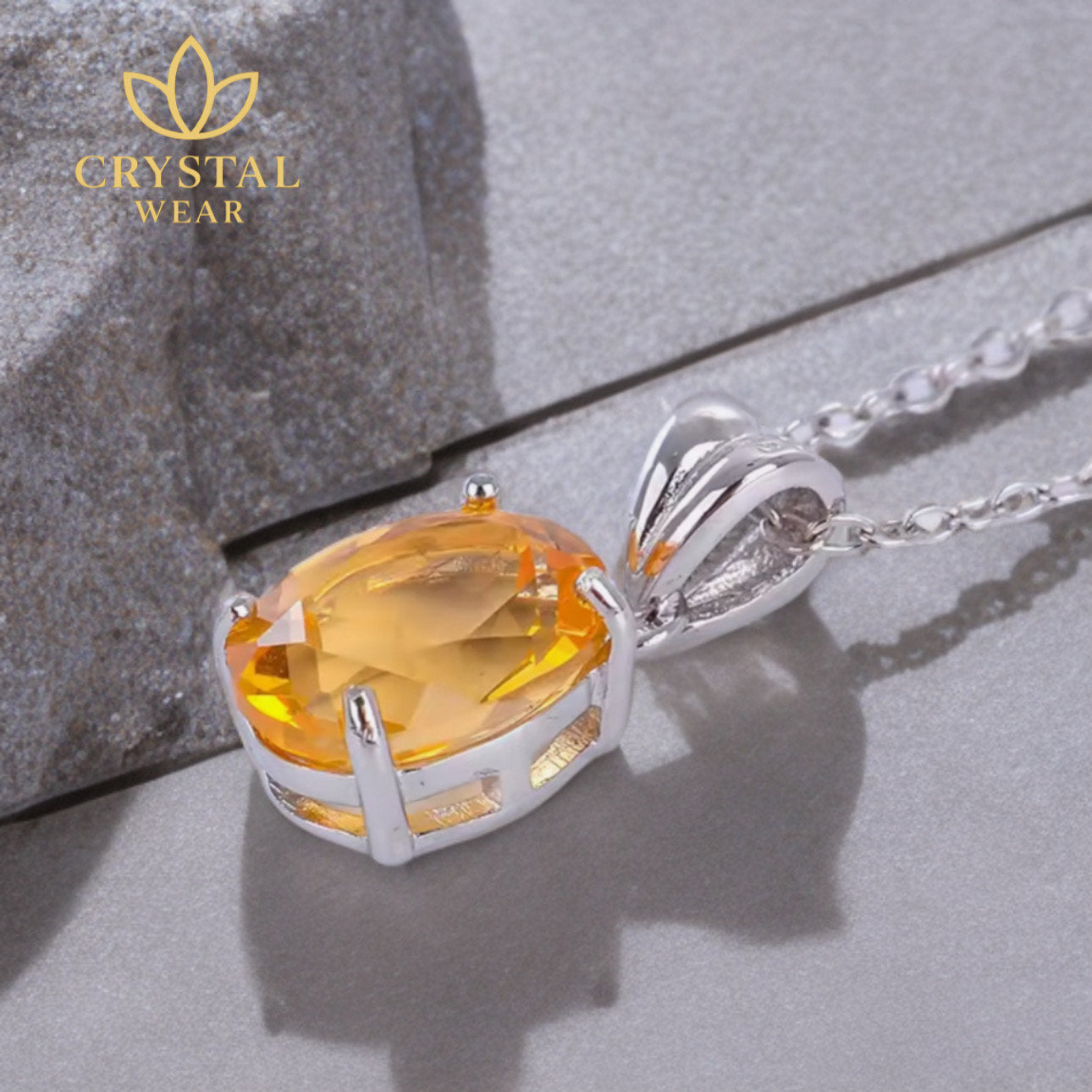 Natural Citrine Pendant in 925 Silver - Nordic Spring Design