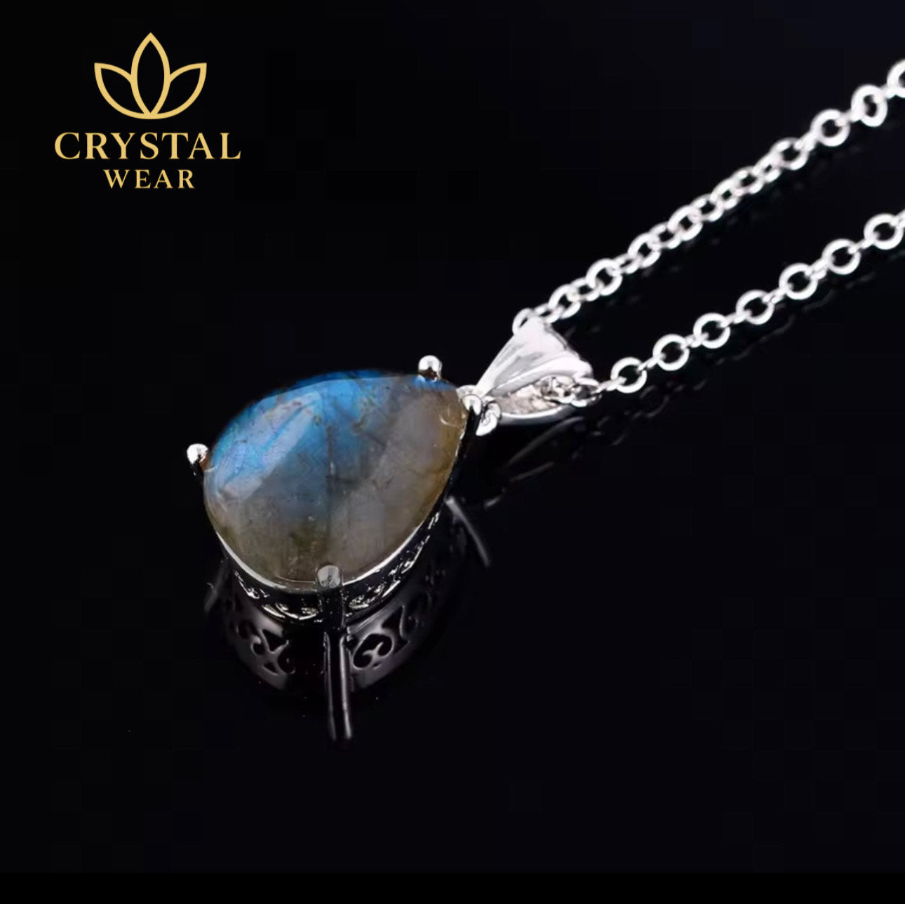 Labradorite Pear Pendant Necklace - Nordic Silver