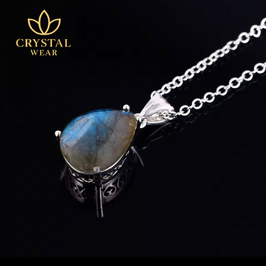 Labradorite Pear Pendant Necklace - Nordic Silver