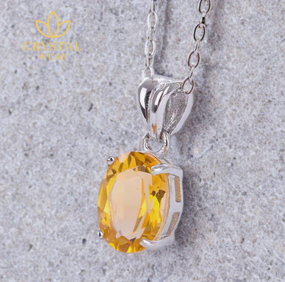 Natural Citrine Pendant in 925 Silver - Nordic Spring Design