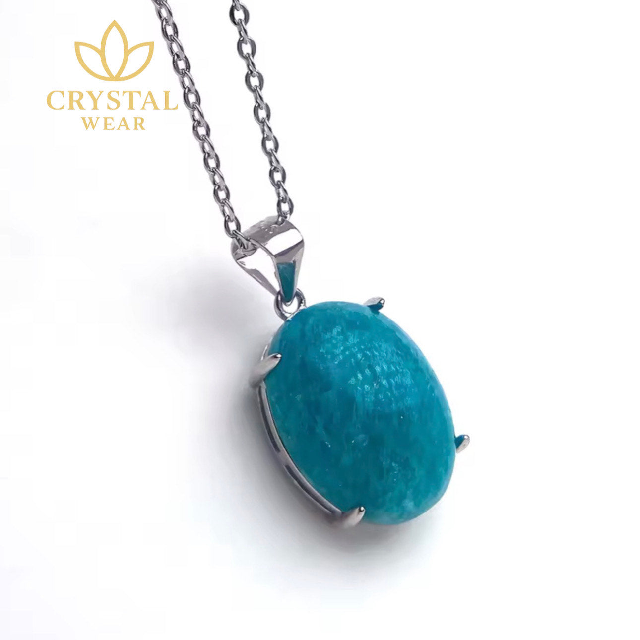 Natural Amazonite Pendant Necklace 925 Silver - Scandinavian Design
