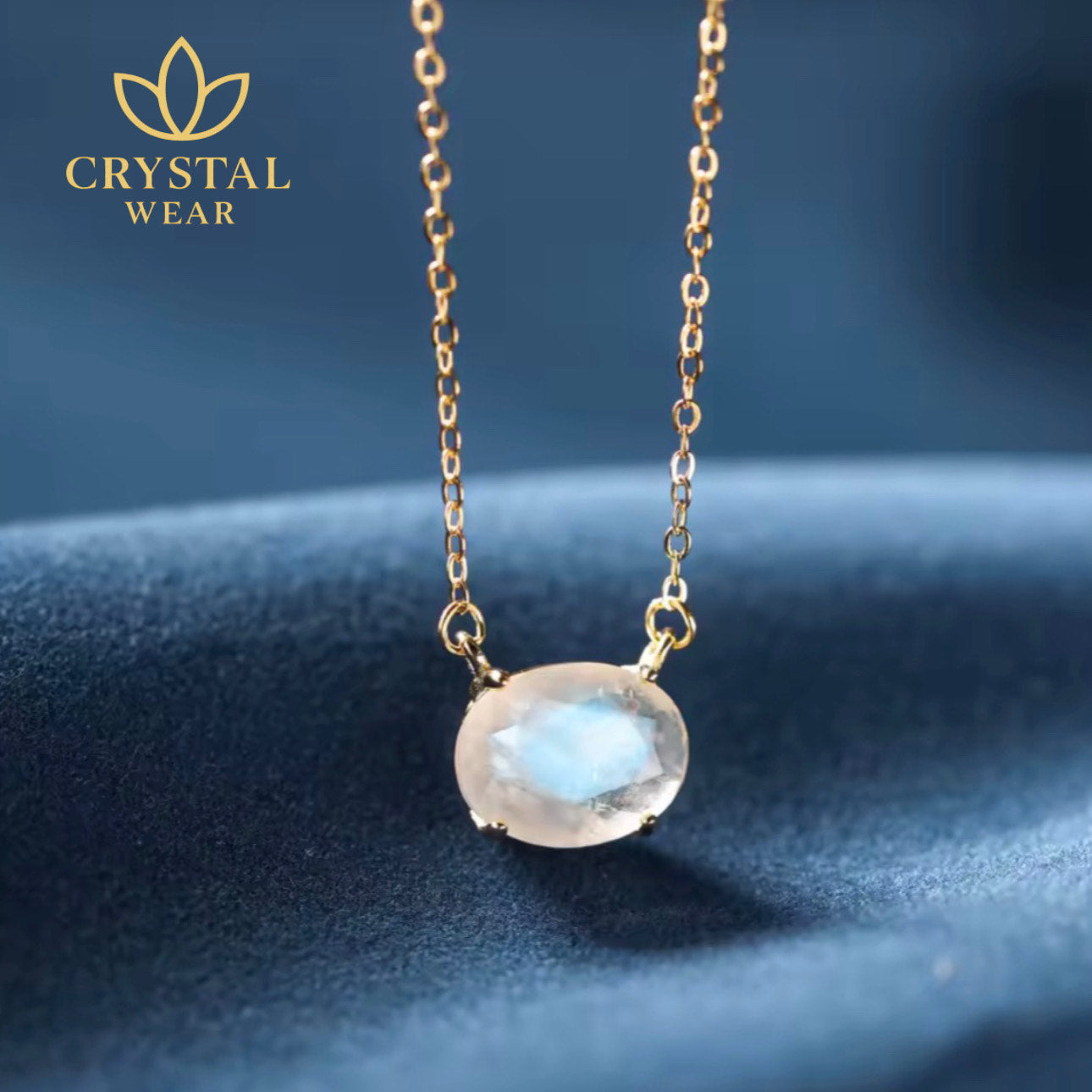 Natural Moonstone Pendant Necklace - gold plated 925 Sterling Silver