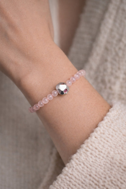 Handgjort kristall armband med Rosa Safirer - 925 Sterling Silver