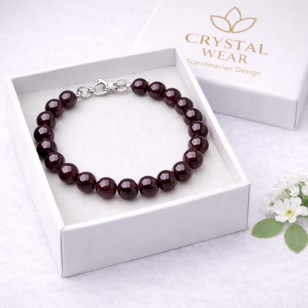 Röd Granat Armband - Handgjort i Sverige