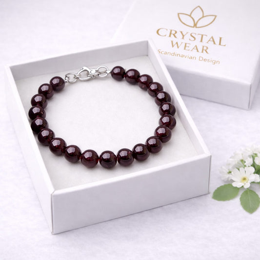 Röd Granat Armband - Handgjort i Sverige