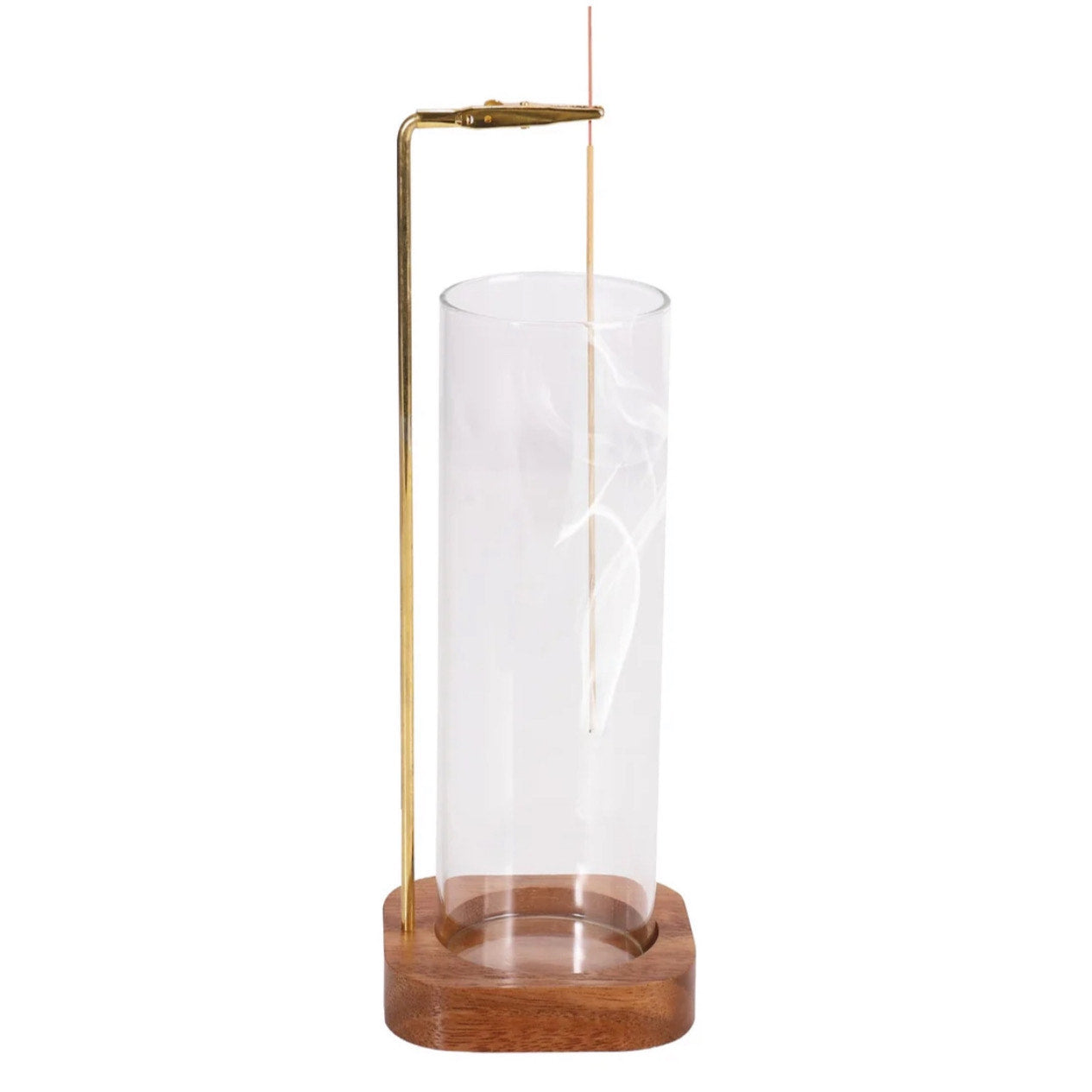 Wooden Incense Holder with Glass Ash Catcher