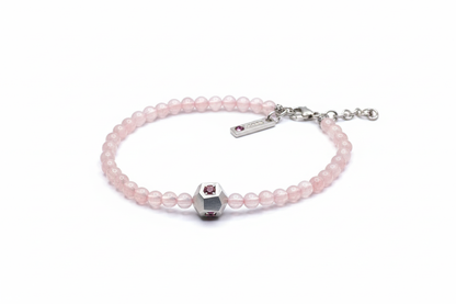 Handgjort pärlarmband med rosa kvarts och silver