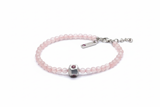 Handgjort pärlarmband med rosa kvarts och silver